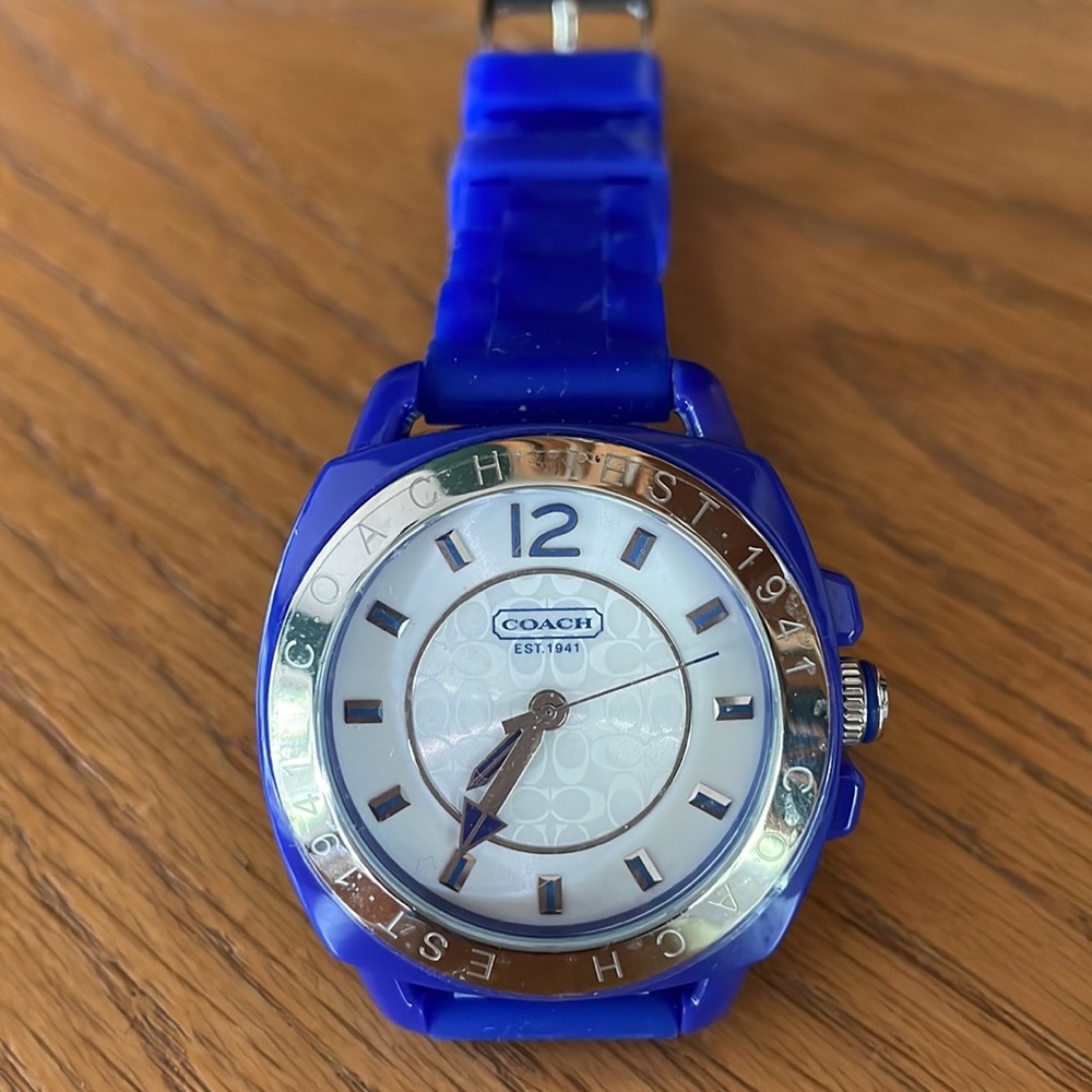 Coach Blue Sporty Watch with Silver Accents - Picture 3 of 3